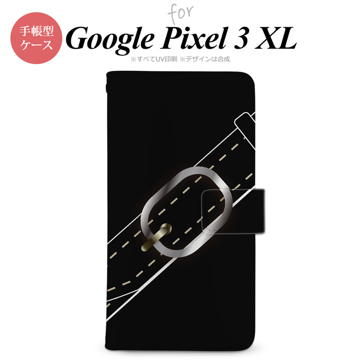 Google Pixel 3 XL 手帳型 スマホ ケース カバー ベルト 黒【ピクセル 3 XL,Google,Pixel,3,XL,docomo,ドコモ,メール便 送料無料】
