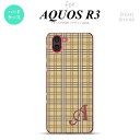 SH-04L SHV44 R3 AQUOS R3 スマホケース カバー チェック B ベージュ +アルファベット nk-r3-444i(2)