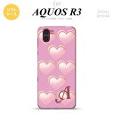 SH-04L AQUOS R3 スマホケース ソフトケース ハート C ピンク +アルファベット メンズ レディース nk-r3-tp174i(2)
