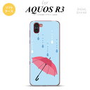 SH-04L AQUOS R3 スマホケース ソフトケース 傘 水色 メンズ レディース nk-r3-tp553