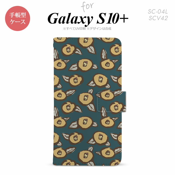 SC-04L SCV42 Galaxy S10+ 手帳型スマホケース カバー つばき 紺 nk-004s-s10p-dr1703