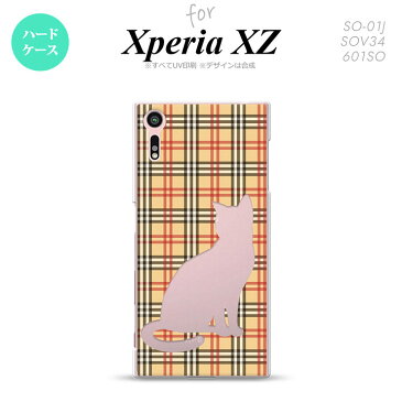 【601SO】【スマホケース/スマホカバー】【エクスペリア XZ 】601SO スマホケース Xperia XZ 601SO カバー エクスペリア XZ 猫 チェック赤茶B nk-601so-954【メール便送料無料】