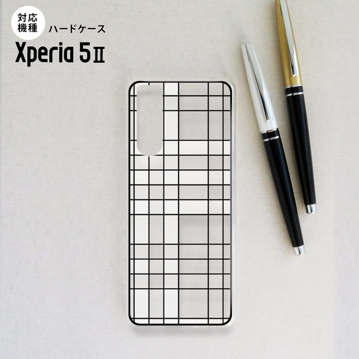 Xperia5 II Xperia5 II 5G 背面ケース ハードケース ステンドグラス風 チェック ホワイト ステンドグラス風 nk-xp52-sg46