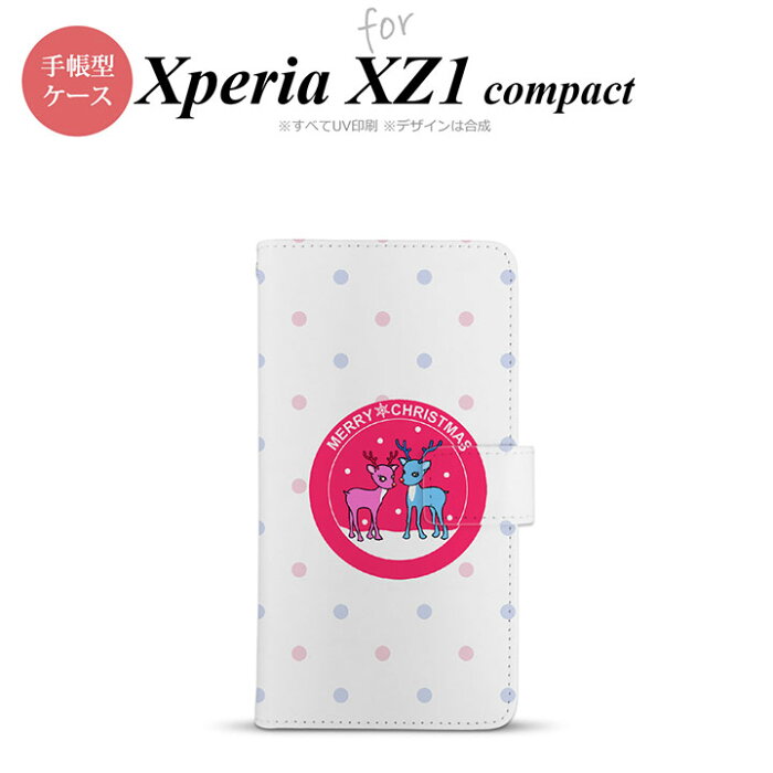 【手帳型 スマホ カバー ケース】【SO02K】【エクスペリア XZ1】手帳型 ケース SO-02K スマホ カバー Xperia XZ1 Compact エクスペリア トナカイワッペン ピンク nk-004s-so02k-dr621【メール便送料無料】