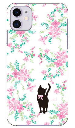 花柄と白とピンクリボンのネコ design by ARTWORK iPhone 11 Apple Coverfull 全面 受注生産 スマホケース ハードケース アップル iphone11 iphone11 ケース iphone11 カバー アイフォーン11 ケース アイフォーン11 カバー 送料無料
