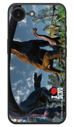 Dinosaur Design 恐竜デザインシリーズ 「ブラキオサウルスとアロサウルス_B」 (クリア) iPhone 17e / iPhone 16e 本体 保護 ハードケース スマホカバー　送料無料