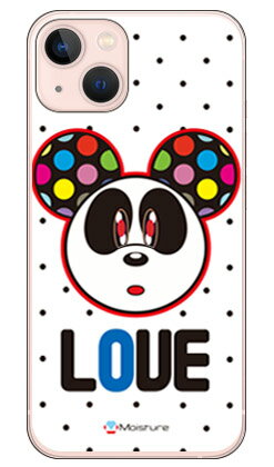 Love Panda ブラックドット （ソフトTPUクリア） design by Moisture iPhone 13 Apple SECOND SKIN 平面 受注生産 スマホケース ソフトケース iphone13 ケース iphone13 カバー アイフォーン13 ケース アイフォーン13 カバー アイフォン 13 送料無料