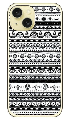 メキシカンフォーク モノクロ （ソフトケース） iPhone 15 SECOND SKIN セカンド