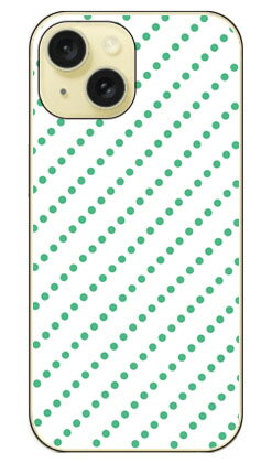 ドットストライプ ホワイト×グリーン （クリア） iPhone 15 SECOND SKIN セカン