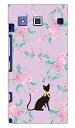【送料無料】 花柄とパープルとオレンジリボンのネコ design by ARTWORK / for URBANO V01/au 【Coverfull】urbano v01 カバー urbano v01 ケース アルバーノ v01 v01 カバー イニシャル v01カバー v01ケーススマホカバー au urbano v01 アルバーノv01