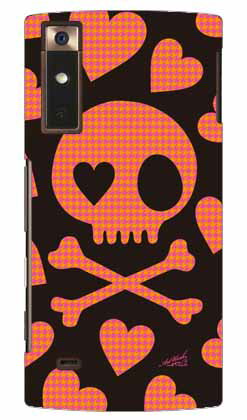 千鳥柄スカル黒とピンクとオレンジ design by ARTWORK URBANO V02 au Coverfull v02 ケース v02 カバー アルバーノ ケース アルバーノ v02 ケース アルバーノ v02 カバー アルバーノ au スマホケース au urbano v02 スマホカバー 送料無料