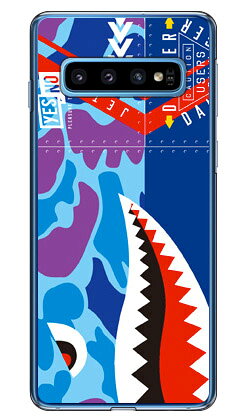 シャーク ハンターカモ ブルー （クリア） Galaxy S10 SCV41・SC-03L au・docomo・楽天モバイル YESNO galaxy s10 scv41 sc-03l ケース galaxy s10 scv41 sc-03l カバー scv41 sc-03l ケース ケース ギャラクシーS10 送料無料