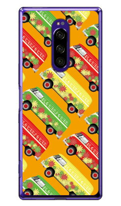 ヒッピーカー オレンジ (ソフトTPUクリア) Xperia 1 SOV40・SO-03L・802SO・J9110 au・docomo・SoftBank・MVNOスマホ(SIMフリー端末) SECOND SKIN xperia 1 ケース xperia 1 カバー 1 ケース 1 カバー エクスペリア1 ケース so-03lケース 送料無料