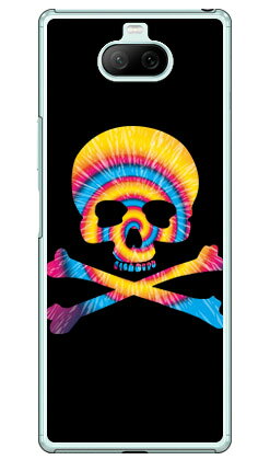 Psychedelic skull ブルー×イエロー （クリア） design by ROTM Xperia 8 SOV42・Xperia 8 Lite au・Y!mobile・MVNOスマホ（SIMフリー端末） SECOND SKIN xperia 8 ケース xperia 8 カバー 8 ケース 8 カバー エクスペリア8 ケース 送料無料