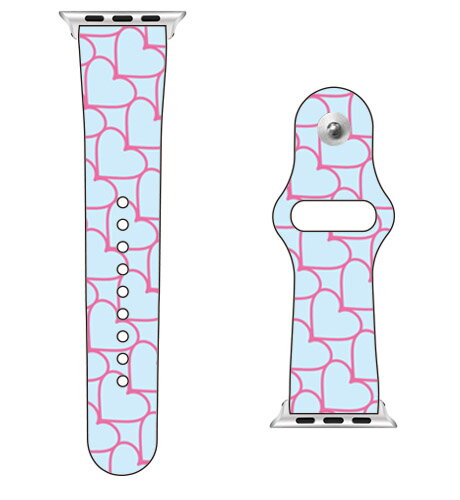 【送料無料】 SECOND SKIN for Apple Watch ハートストライプ サックスブルー×ピンク / for 42/44/45mm 【SECOND SKIN】applewatch バンド アップルウォッチ バンド applewatch ベルト アップルウォッチ べルト ファッショナブル おしゃれ かわいい 交換ベルト 時計ベルト