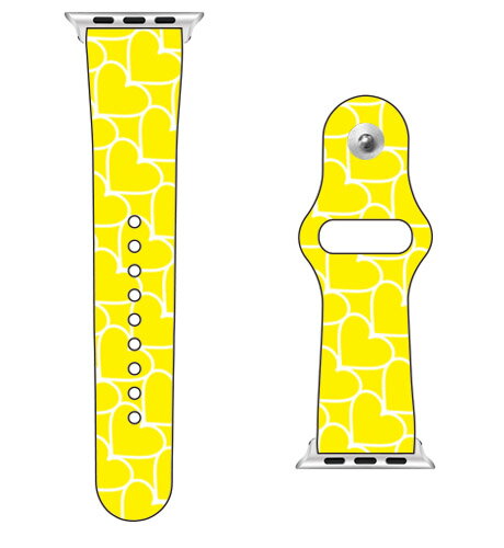 【送料無料】 SECOND SKIN for Apple Watch ハートストライプ イエロー×ホワイト / for 42/44/45mm 【SECOND SKIN】applewatch バンド アップルウォッチ バンド applewatch ベルト アップルウォッチ べルト ファッショナブル おしゃれ かわいい 交換ベルト 時計ベルト
