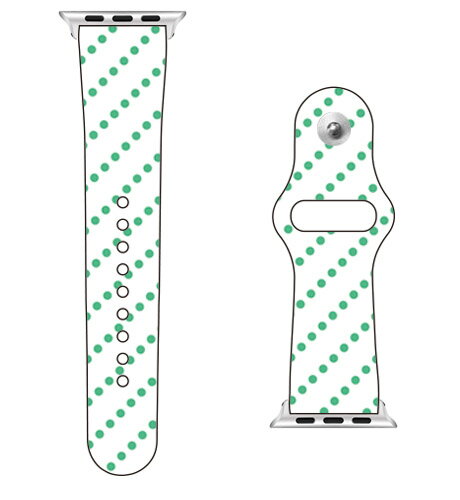 【送料無料】 SECOND SKIN for Apple Watch ドットストライプ ホワイト×グリーン / for 42/44/45mm 【SECOND SKIN】applewatch バンド アップルウォッチ バンド applewatch ベルト アップルウォッチ べルト ファッショナブル おしゃれ かわいい 交換ベルト 時計ベルト