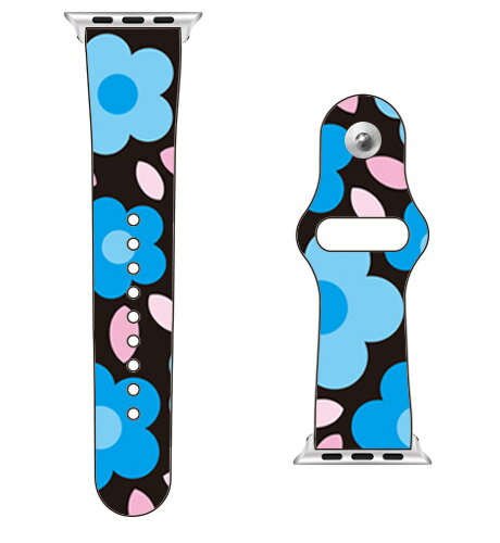 【送料無料】 SECOND SKIN for Apple Watch フラワーポップ ブラック×ブルー / for 42/44/45mm 【SECOND SKIN】applewatch バンド アップルウォッチ バンド applewatch ベルト アップルウォッチ べルト ファッショナブル おしゃれ かわいい 交換ベルト 時計ベルト