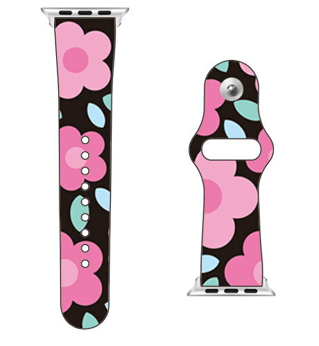 【送料無料】 SECOND SKIN for Apple Watch フラワーポップ ブラック×ピンク / for 42/44/45mm 【SECOND SKIN】applewatch バンド アップルウォッチ バンド applewatch ベルト アップルウォッチ べルト ファッショナブル おしゃれ かわいい 交換ベルト 時計ベルト