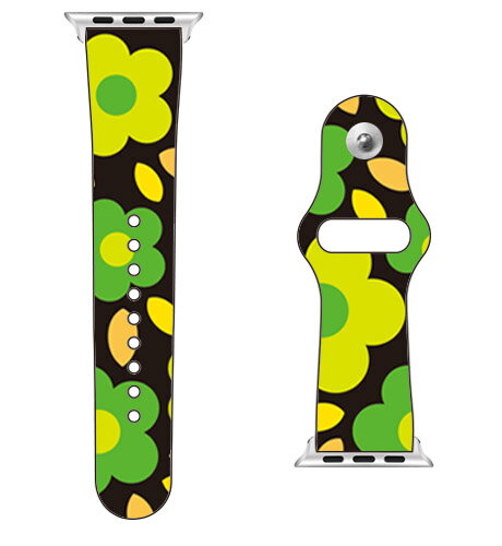 【送料無料】 SECOND SKIN for Apple Watch フラワーポップ ブラック×グリーン / for 42/44/45mm 【SECOND SKIN】applewatch バンド アップルウォッチ バンド applewatch ベルト アップルウォッチ べルト ファッショナブル おしゃれ かわいい 交換ベルト 時計ベルト