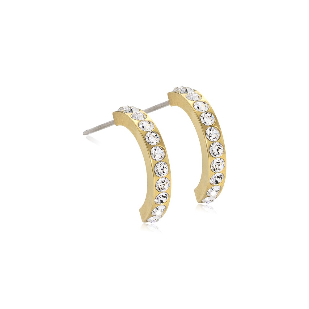 ピアス アレルギー対応 純チタン ゴールド 15mm ブリリアンスカーブ クリスタル 15-13147-01アレルギーフリーピアス アレルギーピアス アレルギー対応ピアス ピアス 金属アレルギー ピアス レディース ピアス ブランド