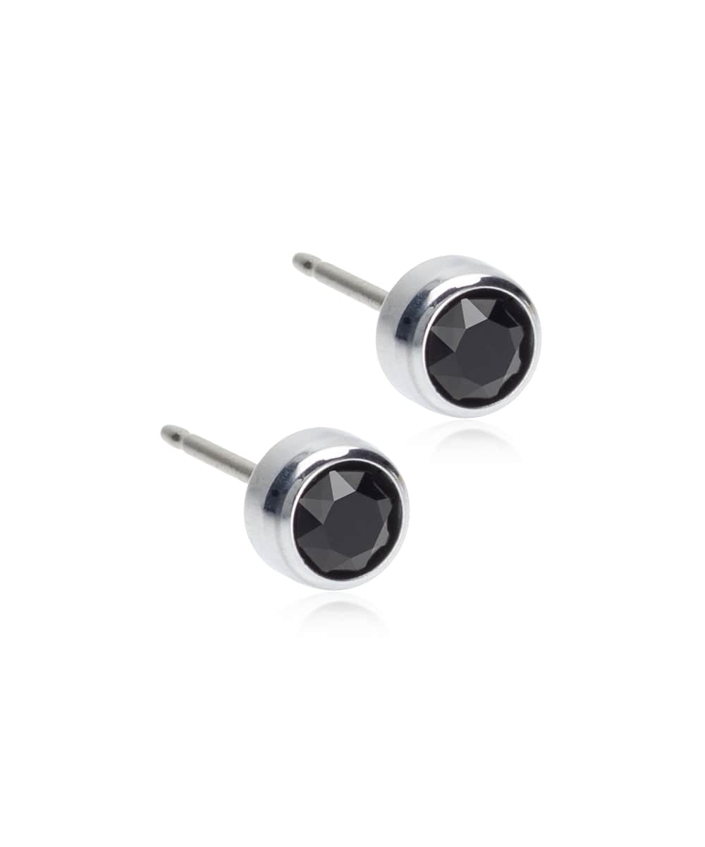 ピアス アレルギー対応 純チタン シルバー 5mm ベゼル ブラック 15-1424-72アレルギーフリーピアス アレルギーピアス アレルギー対応ピアス ピアス 金属アレルギー ピアス レディース ピアス ブランド