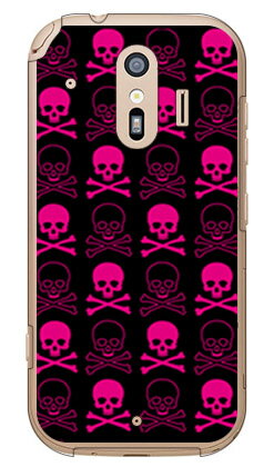 【送料無料】 スカル ブラック×ピンク （クリア） / for らくらくスマートフォン F-42A・me F-01L/docomo 【SECOND SKIN】らくらくスマートフォンme f-01l ケース らくらくスマートフォンme f-01l カバー らくらく スマホme ケース カバー f01l ケース