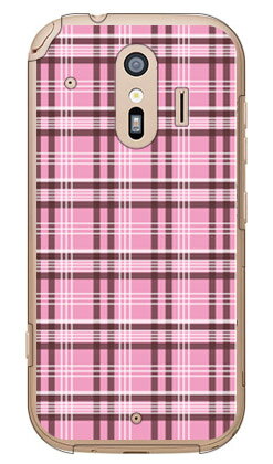 【送料無料】 カントリータータンチェック ピンク×ブラウン （クリア） / for らくらくスマートフォン F-42A・me F-01L/docomo 【SECOND SKIN】らくらくスマートフォンme f-01l ケース らくらくスマートフォンme f-01l カバー らくらく スマホme ケース