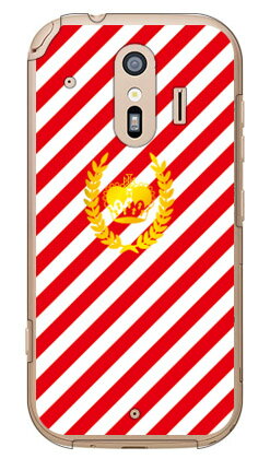 【送料無料】 ストライプ レッド×ホワイト （クリア） / for らくらくスマートフォン F-42A・me F-01L/docomo 【SECOND SKIN】らくらくスマートフォンme f-01l ケース らくらくスマートフォンme f-01l カバー らくらく スマホme ケース カバー f01l ケース