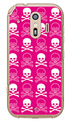 【送料無料】 スカル ピンク×ホワイト （クリア） / for らくらくスマートフォン F-42A・me F-01L/docomo 【SECOND SKIN】らくらくスマートフォンme f-01l ケース らくらくスマートフォンme f-01l カバー らくらく スマホme ケース カバー f01l ケース