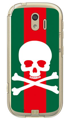 樂天商城 - スカル グリーンレッド （クリア） らくらくスマートフォン me F-03K docomo SECOND SKIN ドコモ らくらくスマートフォンme ケース らくらくスマートフォンme カバーf-03k ケース f-03k カバー 花 和柄 かわいい 迷彩 かっこいい 送料無料
