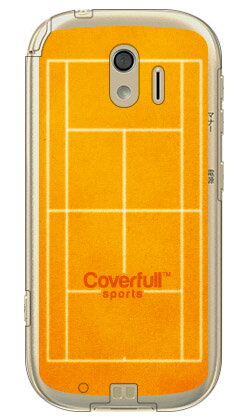 テニスコート オレンジ（クリア） らくらくスマートフォン me F-03K docomo Coverfull ドコモ らくらくスマートフォンme ケース らくらくスマートフォンme カバーf-03k ケース f-03k カバー 花 和柄 かわいい 迷彩 かっこいい 送料無料