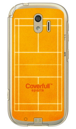 バドミントンコート オレンジ（クリア） らくらくスマートフォン me F-03K docomo Coverfull ドコモ らくらくスマートフォンme ケース らくらくスマートフォンme カバーf-03k ケース f-03k カバー 花 和柄 かわいい 迷彩 かっこいい 送料無料