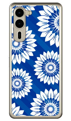 Rakuten - フラワーストライプ ブルー arrows We2 Plus F-51E M06 (ソフトTPU) YESNO ケース カバー スマホケース 送料無料 耐衝撃 プリント 保護 衝撃吸収