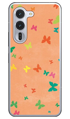 チョウ オレンジ (クリア) arrows Alpha F-51F M08 Coverfull 本体 保護 ハードケース スマホカバー　送料無料