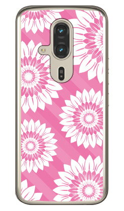 Rakuten - フラワーストライプ ピンク (クリア) らくらくスマートフォン F-53E YESNO 本体 保護 ハードケース スマホカバー　送料無料