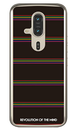 Multi border ブラック (クリア) design by ROTM らくらくスマートフォン F-53E SECOND SKIN 本体 保護 ハードケース スマホカバー　送料無料