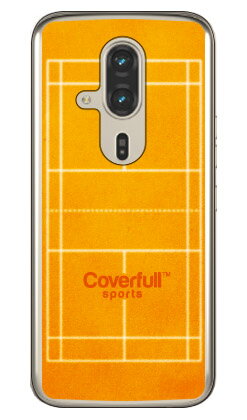Rakuten - バドミントンコート オレンジ(クリア) らくらくスマートフォン F-53E Coverfull 本体 保護 ハードケース スマホカバー　送料無料