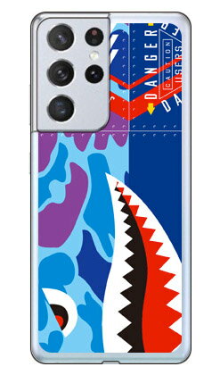 シャーク ハンターカモ ブルー （ソフトTPUクリア） Galaxy S21 Ultra 5G SC-52B docomo YESNO sc-52b ケース sc-52b カバー sc 52b ケース sc 52b カバー sc52b ケース sc52b カバー sc52bケース sc52bカバー galaxy s21 ultra 5g ケース galaxy 送料無料