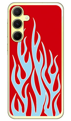 Rakuten - ファイヤーパターン レッド×サックスブルー Galaxy A55 5G SC-53E SCG27 (ソフトTPU) SECOND SKIN ケース カバー スマホケース 送料無料 耐衝撃 プリント 保護 衝撃吸収