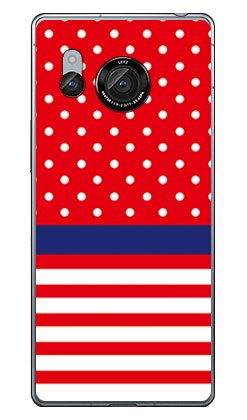 Rakuten - ドット ボーダー レッド (クリア) AQUOS R8 SH-52D SH-R80 SECOND SKIN 本体 保護 ハードケース スマホカバー　送料無料