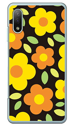 フラワーポップ ブラック×イエロー （クリア） Xperia Ace II SO-41B docomo SECOND SKIN 受注生産 スマホケース ハードケース xperia ace ii カバー エクスぺリアace ii スマホケースエクスぺリアace ii カバー カスタムケース 送料無料