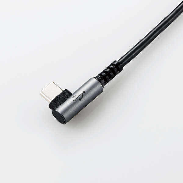 ELECOM（エレコム） USBケーブル 2.0 タイプC 1m L字コネクタ 認証品 PD対応 3A出力 スマホ タブレット モバイルバッテリー 充電 データ転送 スッキリ配線 ブラック RoHS指令準拠 U2C-CCL10NBK