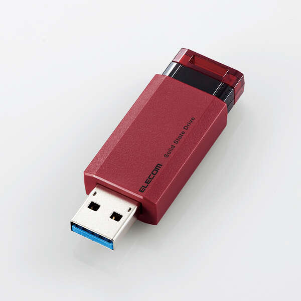 ELECOM（エレコム） SSD 外付け ポータブル 1TB 小型 ノック式 USB3.2（Gen1）対応 レッド PS4/PS4Pro/PS5 ESD-EPK1000GRD