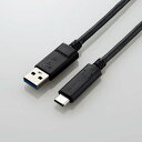 ELECOMiGRj JP[u Type-CP[u USBA-USBC USB3.1 50cm fWJ rfIJ ڑ DGW-U3AC05NBK