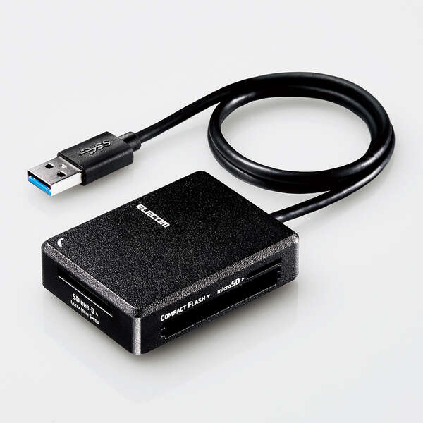 ELECOMiGRj J[h[_[ USB3.0  ySD+microSD+MS+CFΉz P[u50cmt USB-A ubN MR3-C402BK