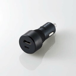 ELECOM（エレコム） シガーソケット カーチャージャー 27W(5V/5.4A) 2ポート USB Type-C×1 USB A×1 抜け防止 インジケーター搭載 おまかせ充電 iPhone Android 各種対応 ブラック MPA-CCU15BK