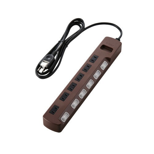 ELECOM（エレコム） OAタップ/coler style/雷ガード/個別スイッチ/6個口/2m/ブラウン T-BR04-2620BR
