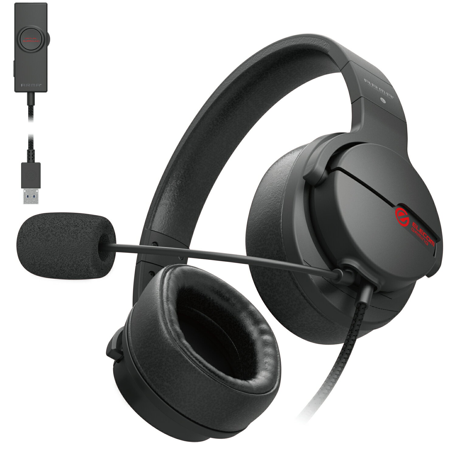 ELECOM(エレコム) ヘッドセット オーバーヘッド ゲーミング 両耳 φ3.5mm4極ミニプラグ FPS PS5 PS4 任天堂スイッチ ブラック HS-ARMA200VBK