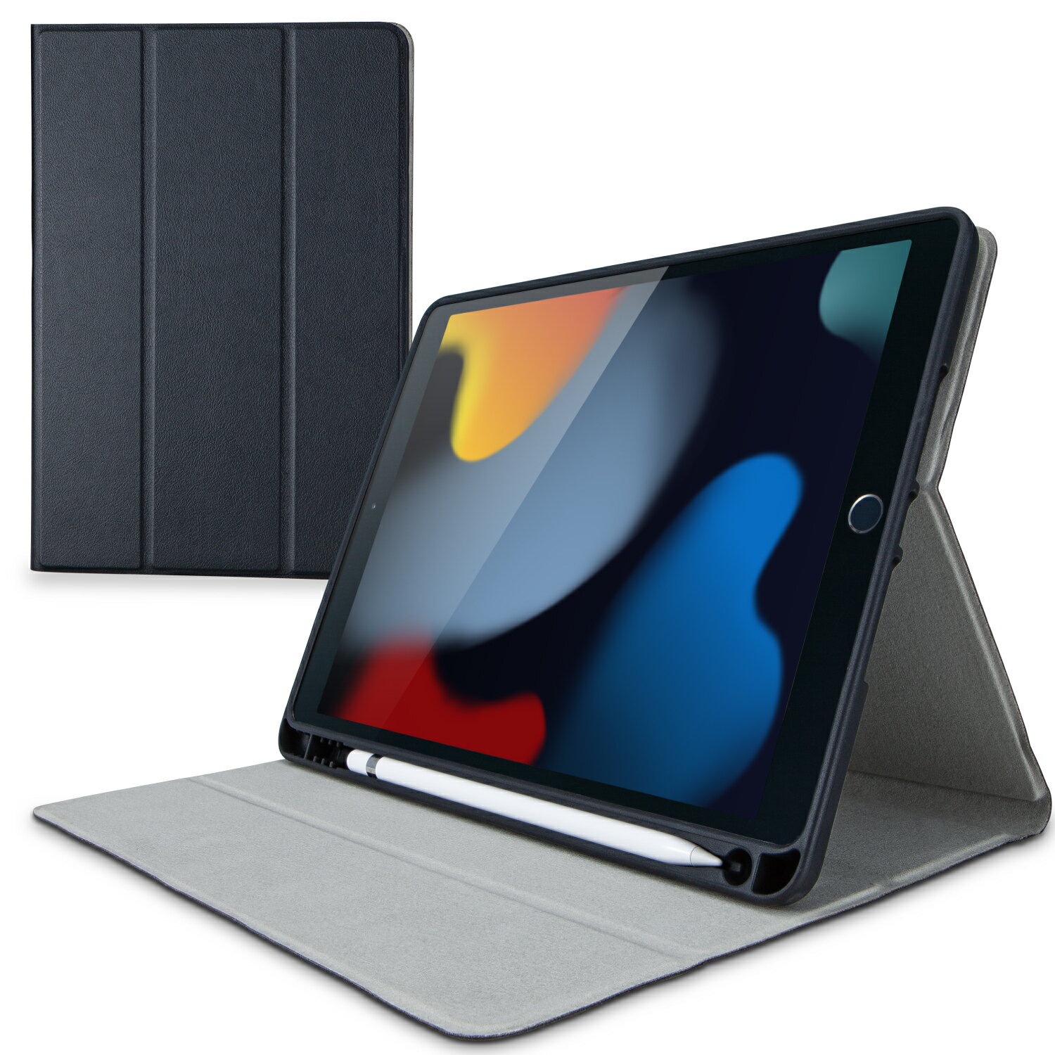 ELECOM（エレコム） iPad 10.2インチ 第9/8/7世代 （2021/2020/2019年） ケース カバー 手帳型 フラップ ソフトレザー ApplePencil収納 スリープ対応 マグネット ブラック TB-A19RSABK